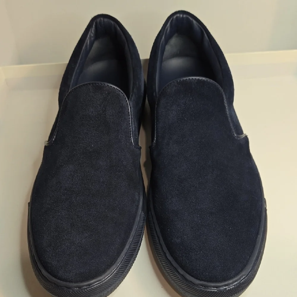 Elegant Moncler‎ Navy Blue Suede Mereith Loafers New No Box - Picture 4 of 10